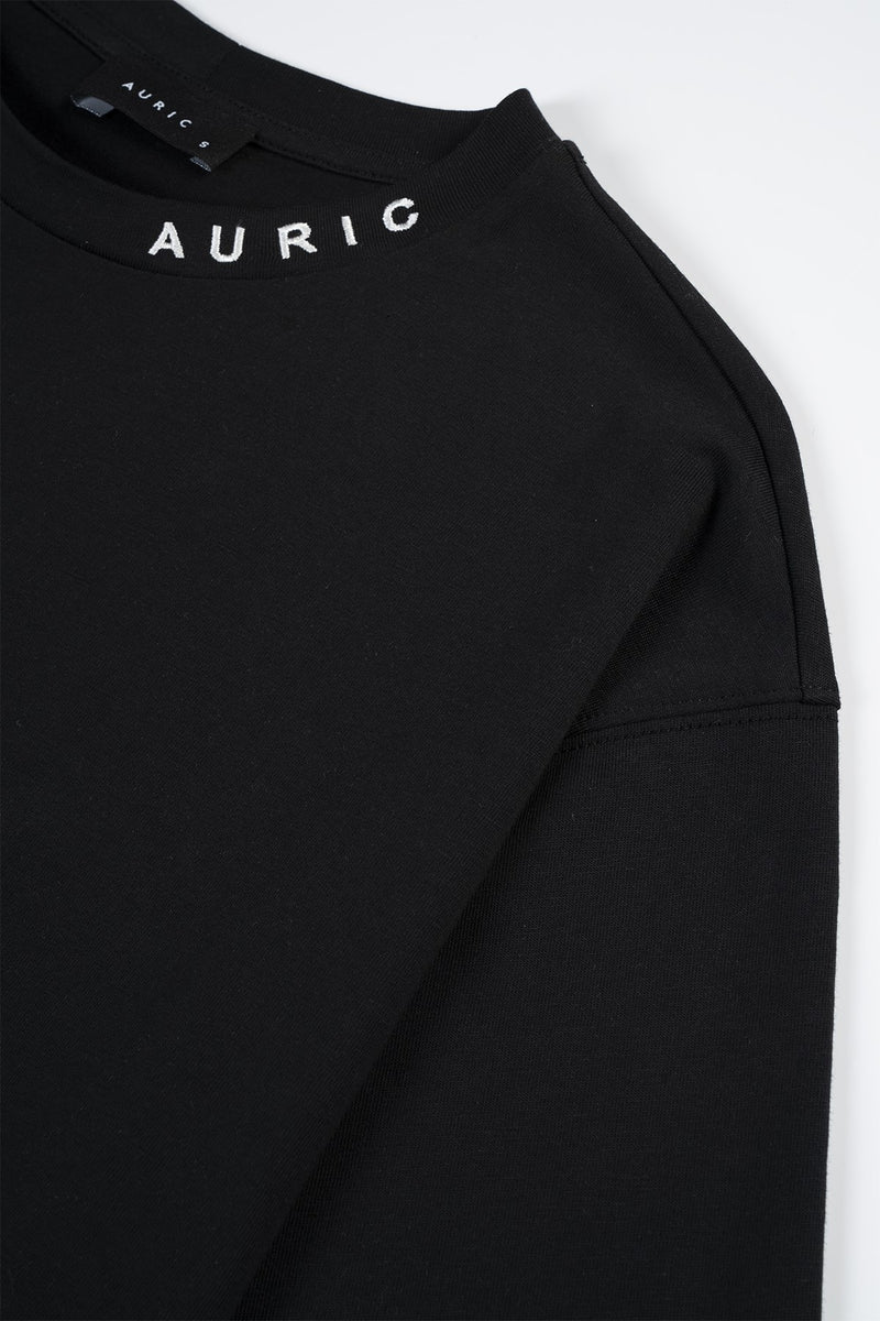 Siyah AURIC Nakışlı Oversize T-shirt