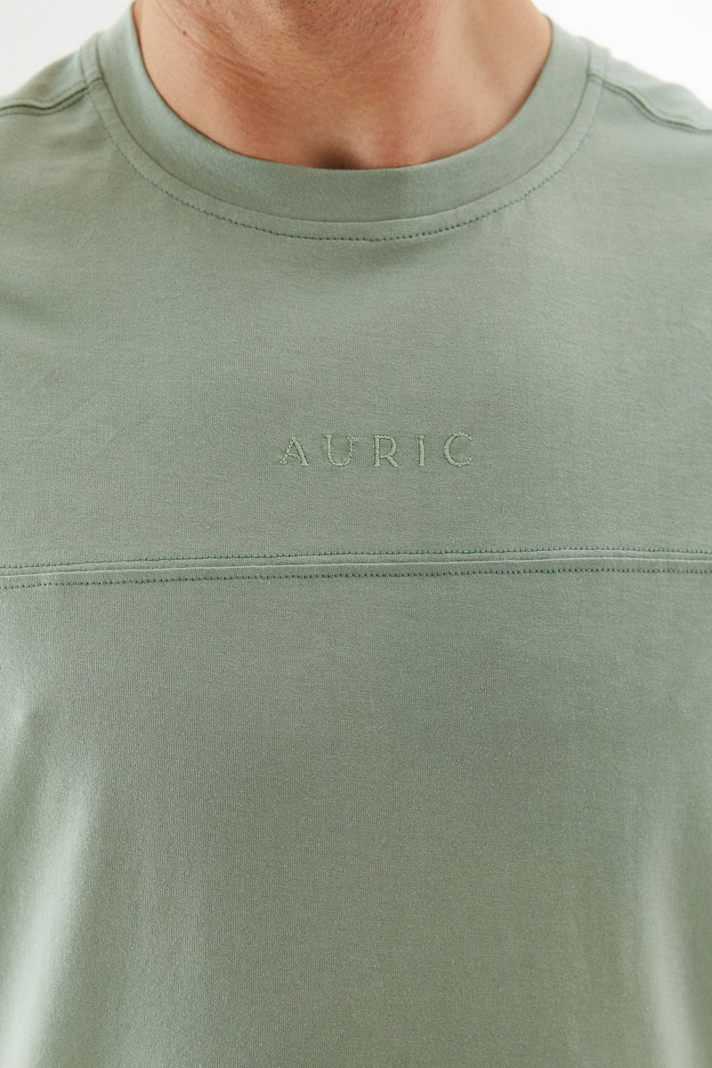 Yeşil Auric Nakış Detaylı Erkek T-Shirt