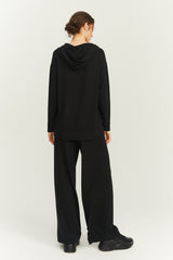 Siyah LIMITED Modal Oversize Fermuarlı Kapüşonlu Sweatshirt