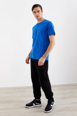 Koyu Mavi AURIC Baskılı Basic Pamuk Erkek T-Shirt