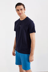 Lacivert AURIC Baskılı Basic Pamuk Erkek T-Shirt