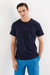 Lacivert AURIC Baskılı Basic Pamuk Erkek T-Shirt