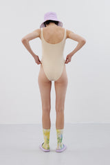 Sarı AURIC Nakışlı Fitilli Bodysuit