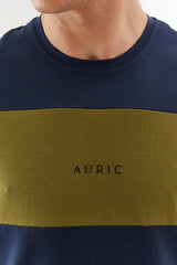 Lacivert Auric Nakışlı Erkek T-Shirt