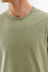 Yeşil Auric Monogram Basic Erkek T-Shirt