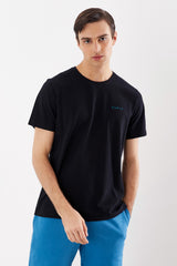Siyah AURIC Nakışlı Pike Erkek T-Shirt