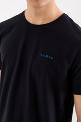 Siyah AURIC Nakışlı Pike Erkek T-Shirt